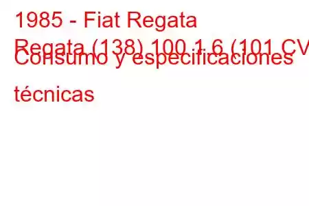 1985 - Fiat Regata
Regata (138) 100 1.6 (101 CV) Consumo y especificaciones técnicas