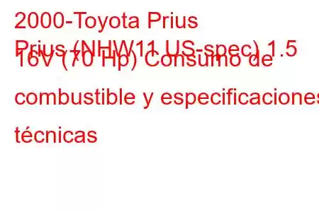 2000-Toyota Prius
Prius (NHW11 US-spec) 1.5 16V (70 Hp) Consumo de combustible y especificaciones técnicas