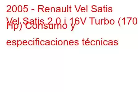 2005 - Renault Vel Satis
Vel Satis 2.0 i 16V Turbo (170 Hp) Consumo y especificaciones técnicas