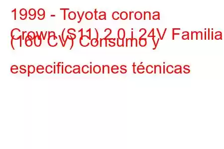 1999 - Toyota corona
Crown (S11) 2.0 i 24V Familiar (160 CV) Consumo y especificaciones técnicas