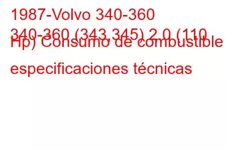 1987-Volvo 340-360
340-360 (343,345) 2.0 (110 Hp) Consumo de combustible y especificaciones técnicas