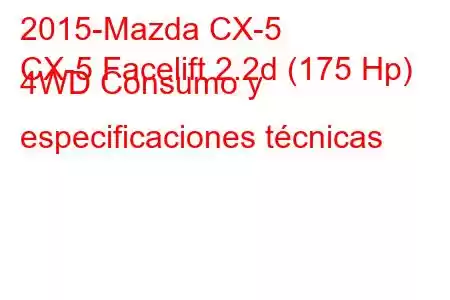 2015-Mazda CX-5
CX-5 Facelift 2.2d (175 Hp) 4WD Consumo y especificaciones técnicas