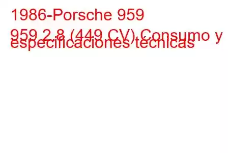 1986-Porsche 959
959 2.8 (449 CV) Consumo y especificaciones técnicas