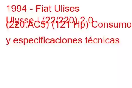 1994 - Fiat Ulises
Ulysse I (22/220) 2.0 (220.AC5) (121 Hp) Consumo y especificaciones técnicas