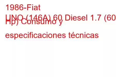 1986-Fiat
UNO (146A) 60 Diesel 1.7 (60 Hp) Consumo y especificaciones técnicas