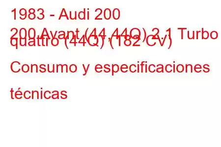 1983 - Audi 200
200 Avant (44,44Q) 2.1 Turbo quattro (44Q) (182 CV) Consumo y especificaciones técnicas