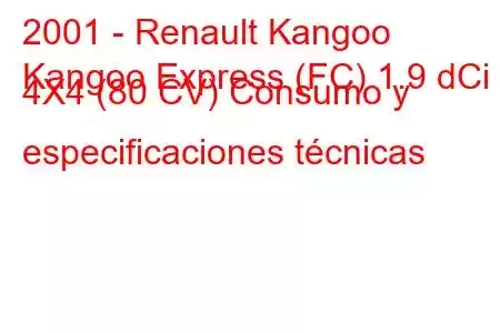 2001 - Renault Kangoo
Kangoo Express (FC) 1.9 dCi 4X4 (80 CV) Consumo y especificaciones técnicas