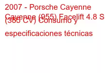 2007 - Porsche Cayenne
Cayenne (955) Facelift 4.8 S (385 CV) Consumo y especificaciones técnicas