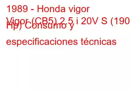 1989 - Honda vigor
Vigor (CB5) 2.5 i 20V S (190 Hp) Consumo y especificaciones técnicas