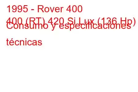 1995 - Rover 400
400 (RT) 420 Si Lux (136 Hp) Consumo y especificaciones técnicas