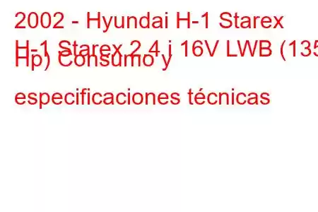 2002 - Hyundai H-1 Starex
H-1 Starex 2.4 i 16V LWB (135 Hp) Consumo y especificaciones técnicas