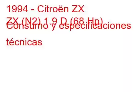 1994 - Citroën ZX
ZX (N2) 1.9 D (68 Hp) Consumo y especificaciones técnicas