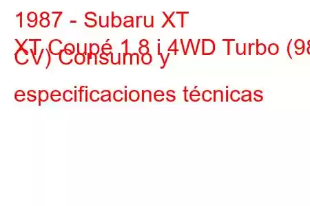 1987 - Subaru XT
XT Coupé 1.8 i 4WD Turbo (98 CV) Consumo y especificaciones técnicas