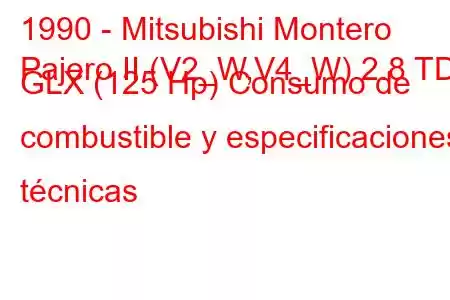 1990 - Mitsubishi Montero
Pajero II (V2_W,V4_W) 2.8 TD GLX (125 Hp) Consumo de combustible y especificaciones técnicas