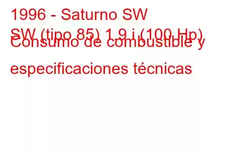 1996 - Saturno SW
SW (tipo 85) 1.9 i (100 Hp) Consumo de combustible y especificaciones técnicas