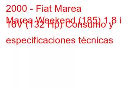 2000 - Fiat Marea
Marea Weekend (185) 1.8 i 16V (132 Hp) Consumo y especificaciones técnicas