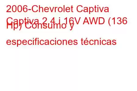 2006-Chevrolet Captiva
Captiva 2.4 i 16V AWD (136 Hp) Consumo y especificaciones técnicas