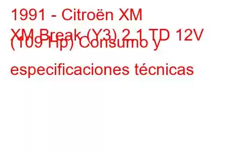 1991 - Citroën XM
XM Break (Y3) 2.1 TD 12V (109 Hp) Consumo y especificaciones técnicas