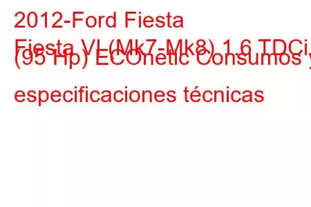 2012-Ford Fiesta
Fiesta VI (Mk7-Mk8) 1.6 TDCi (95 Hp) ECOnetic Consumos y especificaciones técnicas