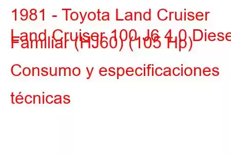 1981 - Toyota Land Cruiser
Land Cruiser 100 J6 4.0 Diesel Familiar (HJ60) (105 Hp) Consumo y especificaciones técnicas