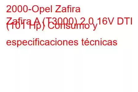 2000-Opel Zafira
Zafira A (T3000) 2.0 16V DTI (101 Hp) Consumo y especificaciones técnicas