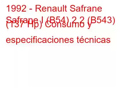 1992 - Renault Safrane
Safrane I (B54) 2.2 (B543) (137 Hp) Consumo y especificaciones técnicas