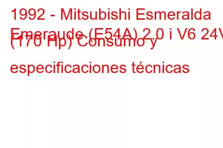 1992 - Mitsubishi Esmeralda
Emeraude (E54A) 2.0 i V6 24V (170 Hp) Consumo y especificaciones técnicas