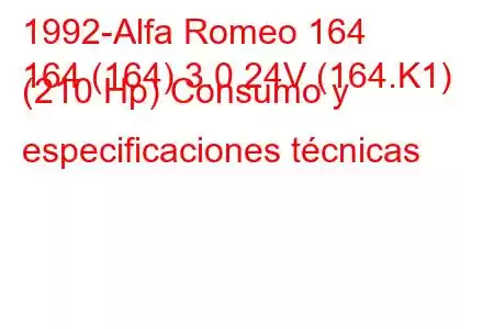 1992-Alfa Romeo 164
164 (164) 3.0 24V (164.K1) (210 Hp) Consumo y especificaciones técnicas