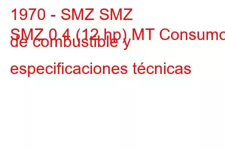 1970 - SMZ SMZ
SMZ 0.4 (12 hp) MT Consumo de combustible y especificaciones técnicas