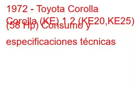 1972 - Toyota Corolla
Corolla (KE) 1.2 (KE20,KE25) (58 Hp) Consumo y especificaciones técnicas