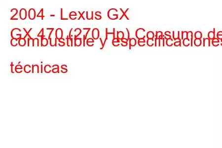 2004 - Lexus GX
GX 470 (270 Hp) Consumo de combustible y especificaciones técnicas