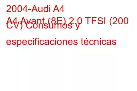 2004-Audi A4
A4 Avant (8E) 2.0 TFSI (200 CV) Consumos y especificaciones técnicas