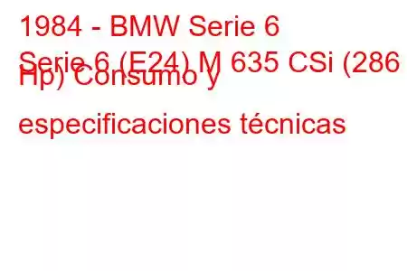 1984 - BMW Serie 6
Serie 6 (E24) M 635 CSi (286 Hp) Consumo y especificaciones técnicas