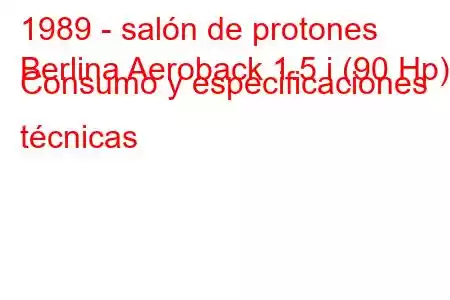 1989 - salón de protones
Berlina Aeroback 1.5 i (90 Hp) Consumo y especificaciones técnicas