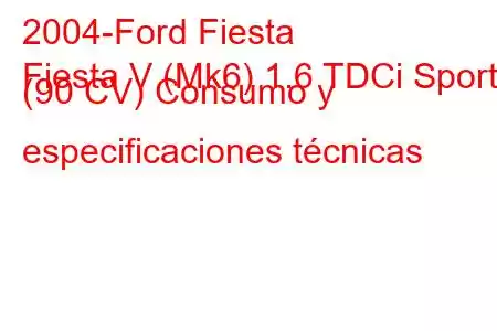 2004-Ford Fiesta
Fiesta V (Mk6) 1.6 TDCi Sport (90 CV) Consumo y especificaciones técnicas