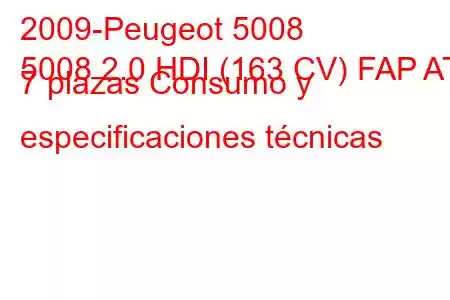 2009-Peugeot 5008
5008 2.0 HDI (163 CV) FAP AT 7 plazas Consumo y especificaciones técnicas