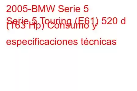 2005-BMW Serie 5
Serie 5 Touring (E61) 520 d (163 Hp) Consumo y especificaciones técnicas