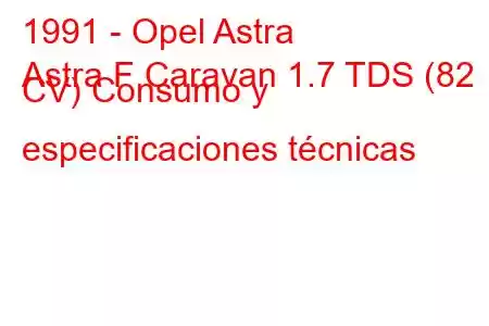 1991 - Opel Astra
Astra F Caravan 1.7 TDS (82 CV) Consumo y especificaciones técnicas