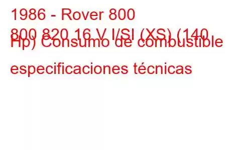 1986 - Rover 800
800 820 16 V I/SI (XS) (140 Hp) Consumo de combustible y especificaciones técnicas